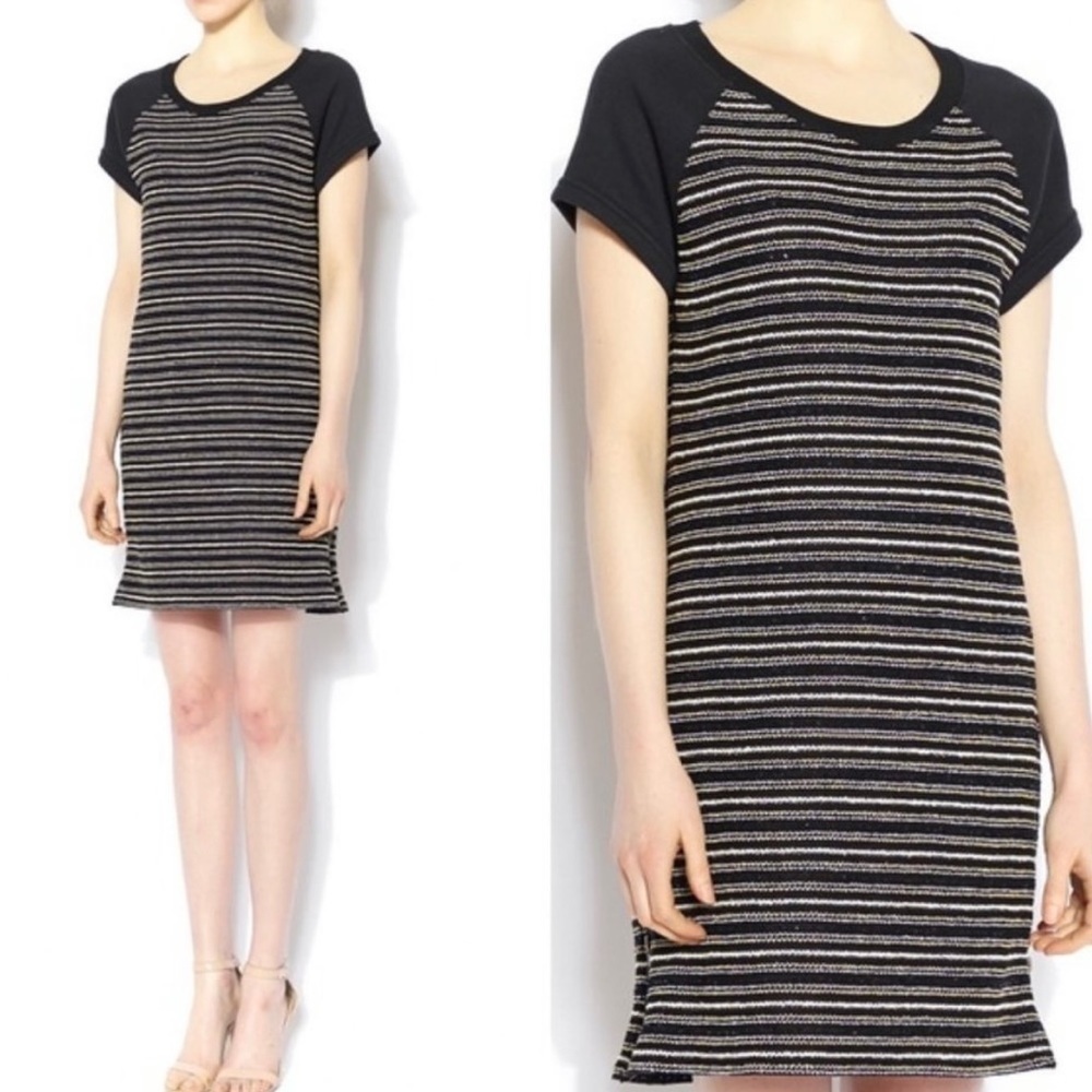 Sanctuary By Anthropologie Black Silver & Gold Dress w/ Side Zipper Accents Sz.S